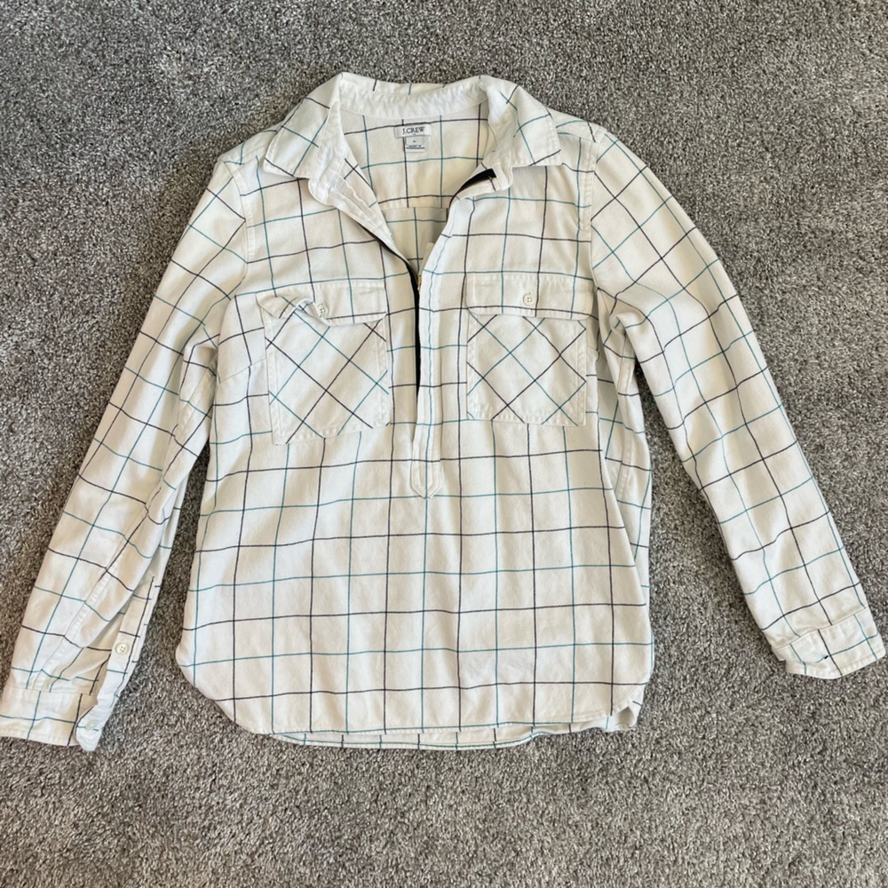 Women’s J. Crew Flannel Quarter Zip Shirt